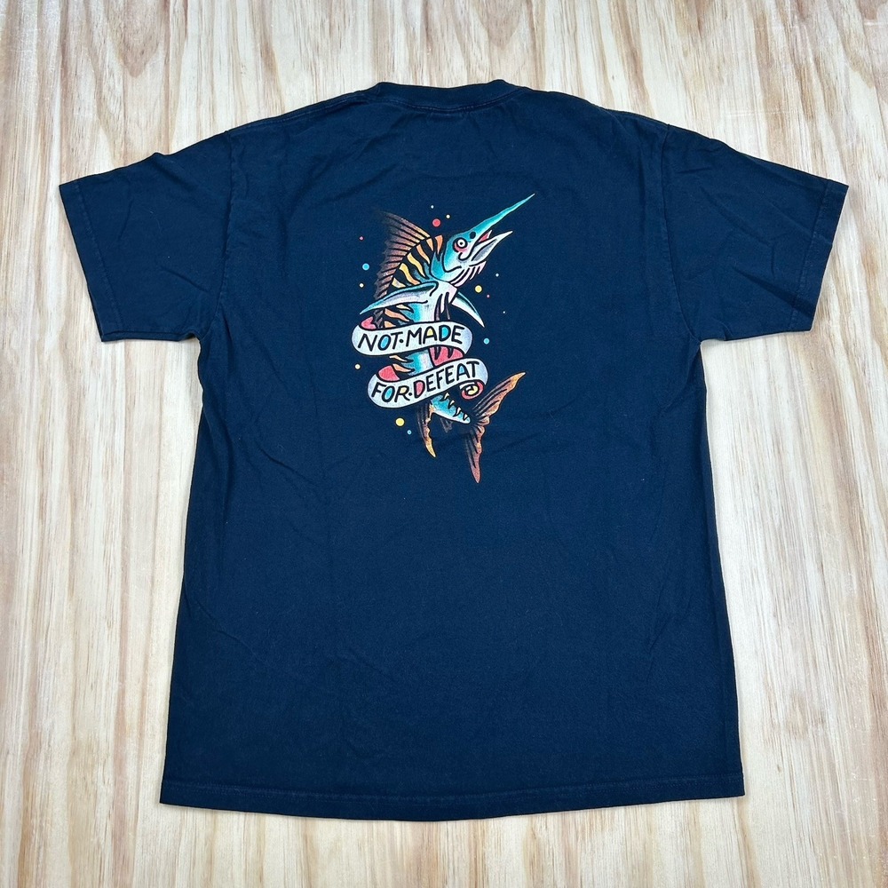 Dark Seas Shirt Mens Large Black Fish Not‎ Made For Defeat Graphic Tee
